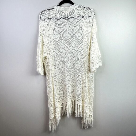 Pink Rose white crochet fringe cover up size small - Picture 8 of 8
